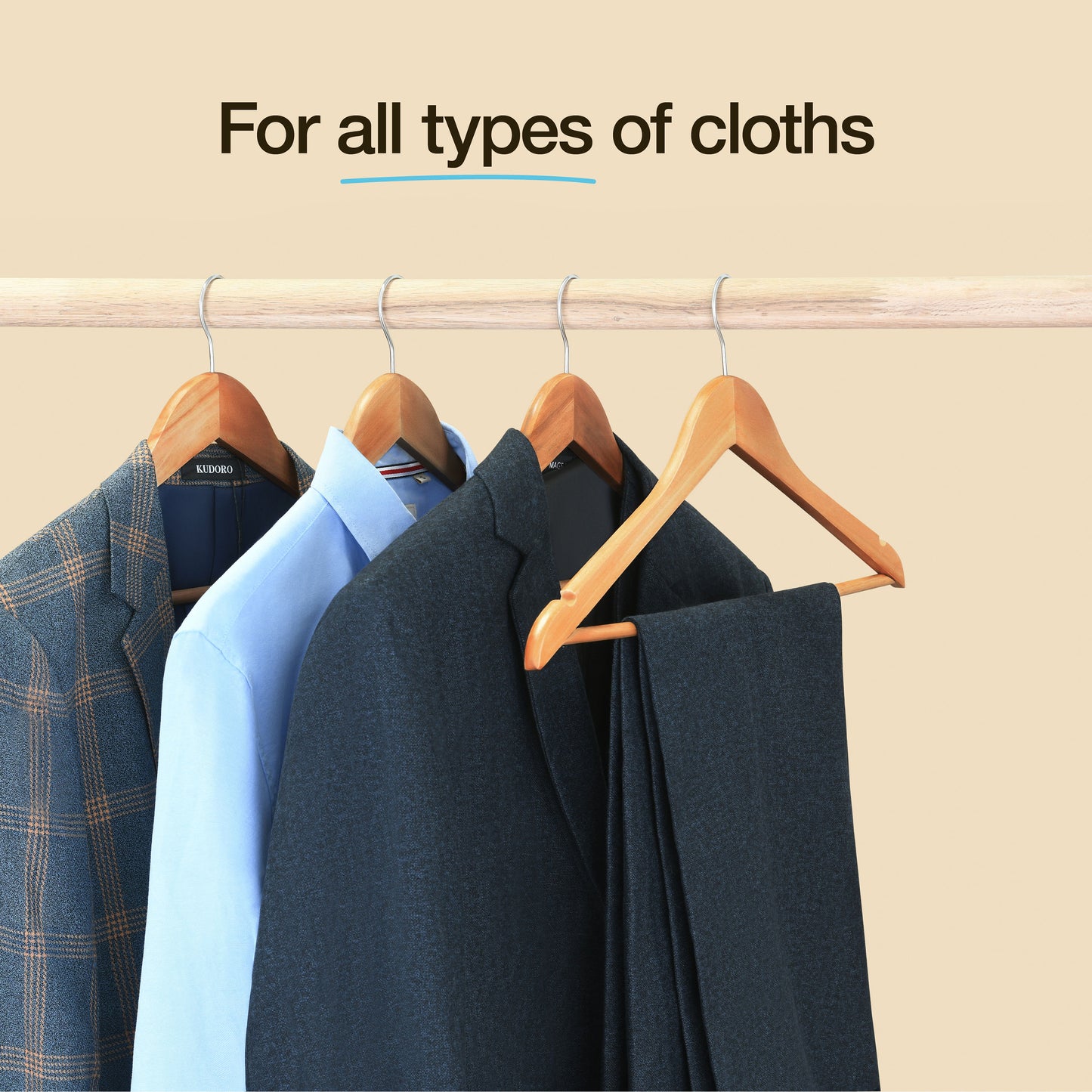 Natural Wood Solid Wood Clothes Hangers, Coat Hanger Wooden Hangers