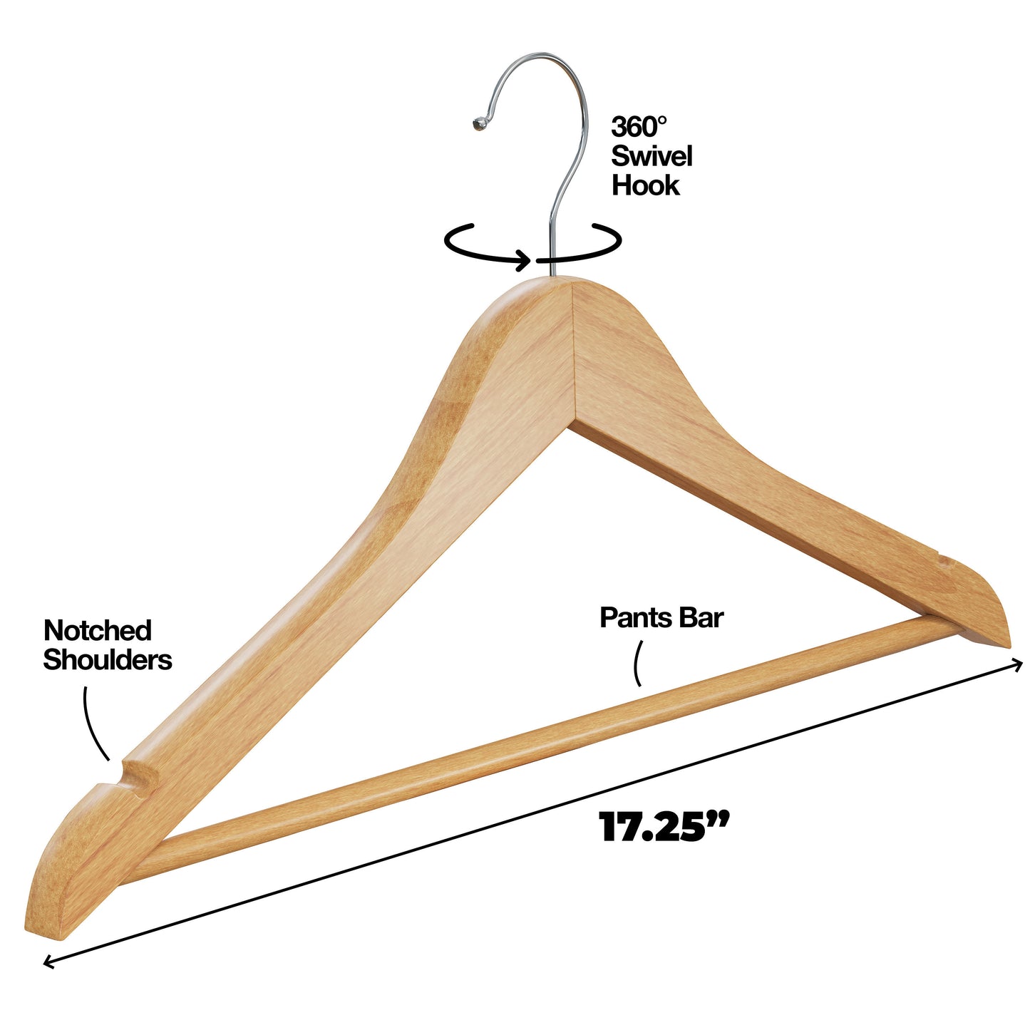 Natural Wood Solid Wood Clothes Hangers, Coat Hanger Wooden Hangers