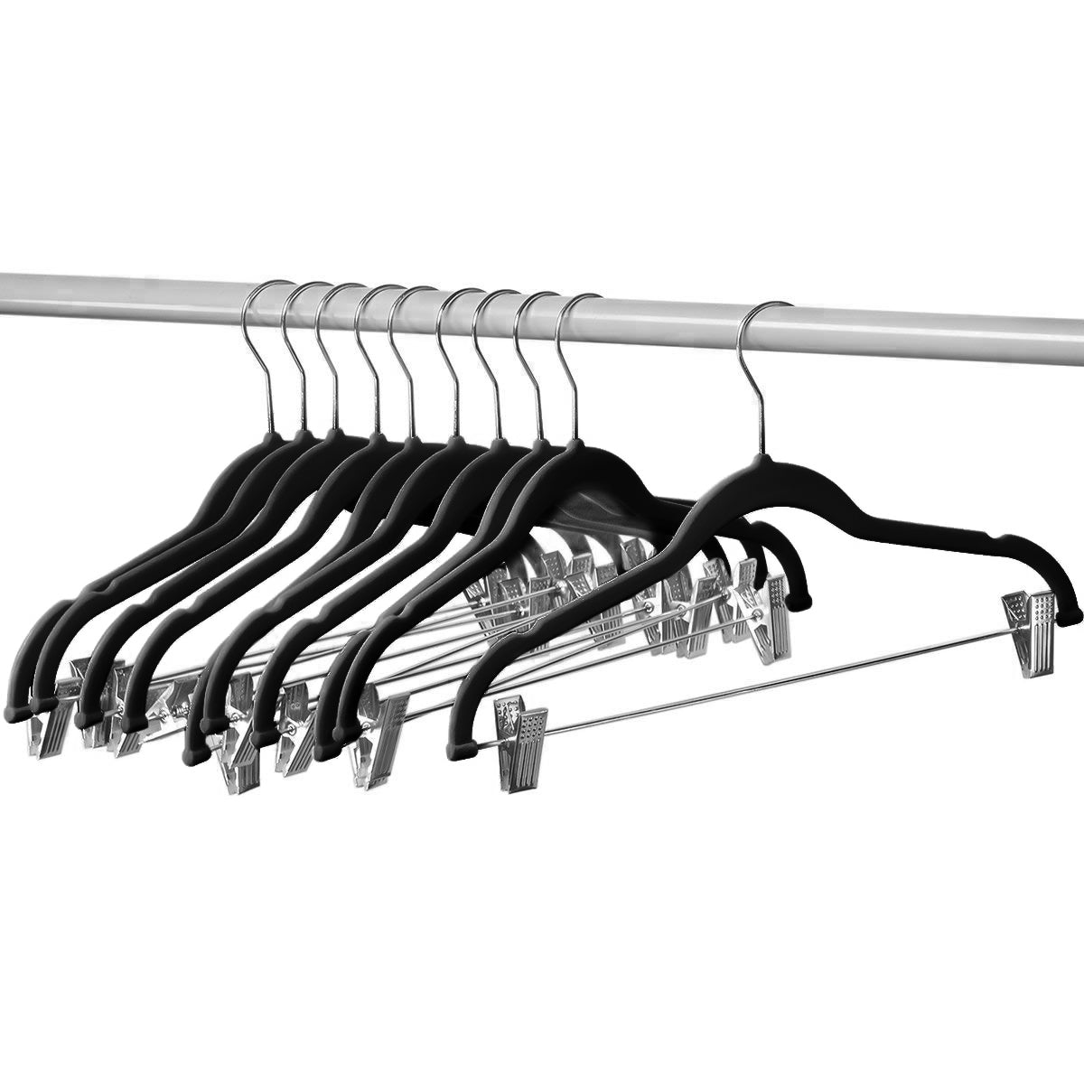 Kids Velvet, Non-Slip Clothes Hangers, Gray - Set of 10