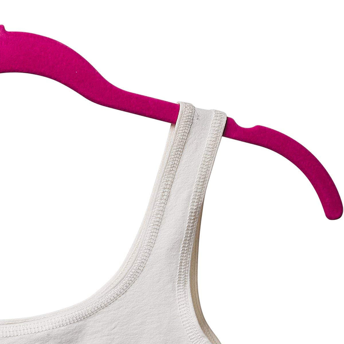 Premium Velvet Shirt Hanger Hook swivel 360 - Ultra Thin, 50-Pack, Pink