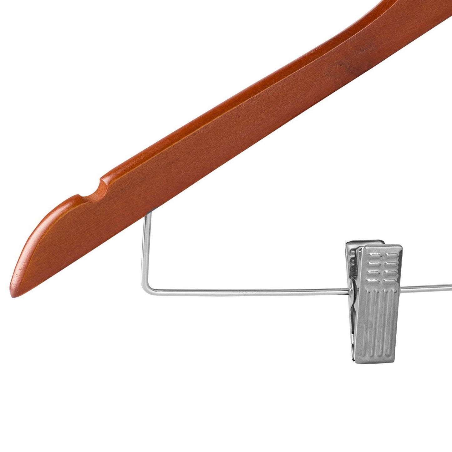 Heavy Duty Wooden Clothes Hangers With Clips, 20-Pack, Cherry