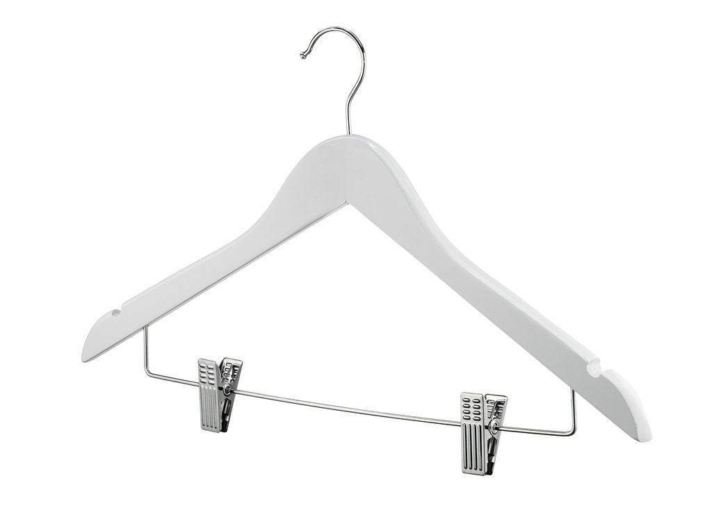 Heavy Duty Wooden Clothes Hangers With Clips, 20-Pack, Cherry