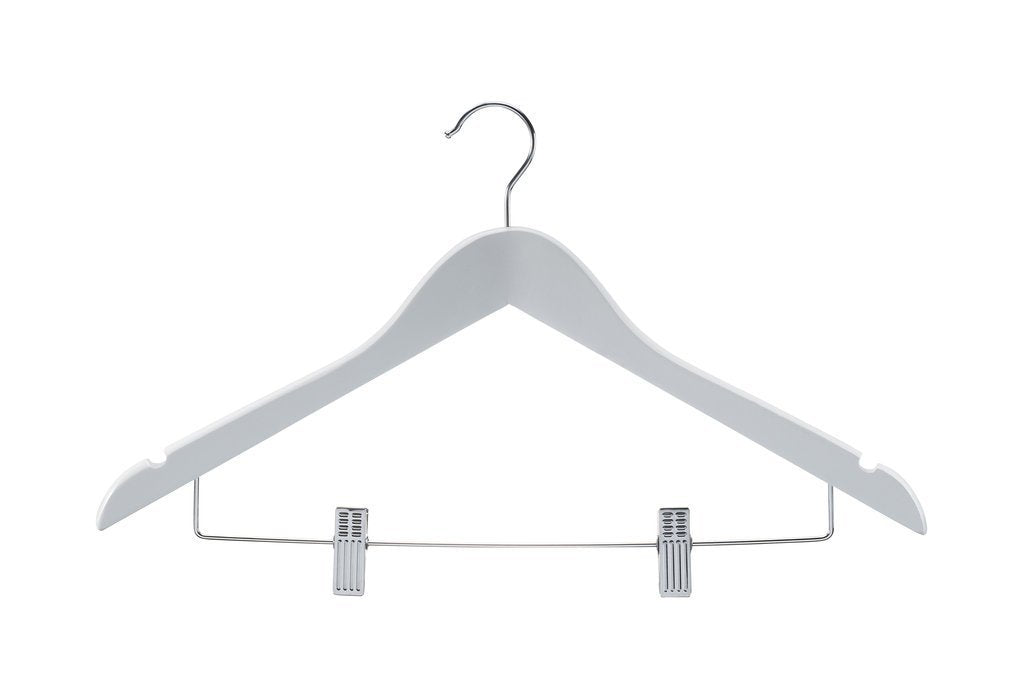 Heavy Duty Wooden Clothes Hangers With Clips, 20-Pack, Cherry