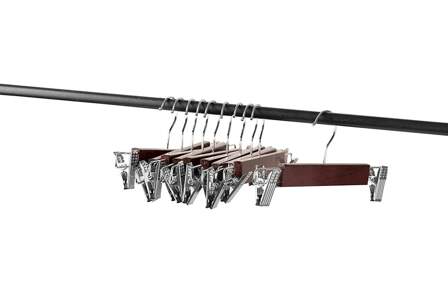 Wooden Skirt Hangers with Clips, 10-Pack