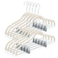 Velvet Slim Clothes Hangers, With Metal Clips, Hook Swivel 360, Ultra Thin, Color Ivory