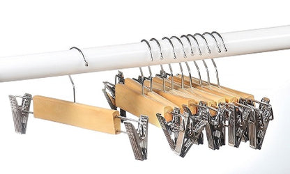 Wooden Skirt Hangers with Clips, 10-Pack