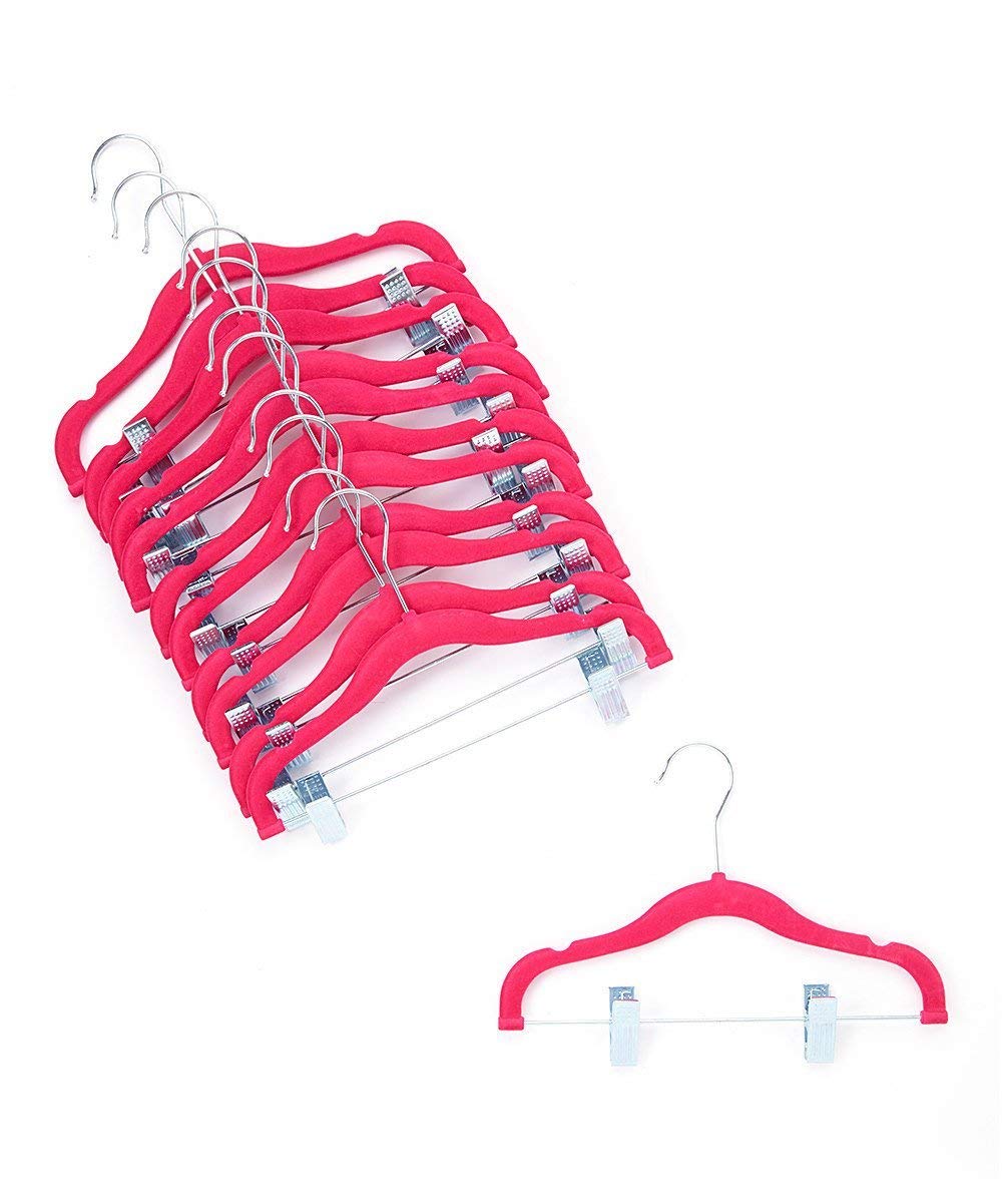 Premium Velvet Clips Hanger Hook swivel 360 - Ultra Thin, Baby Hangers, 12-Pack, Pink
