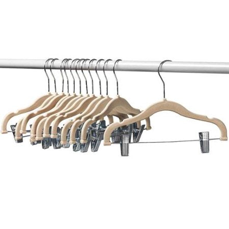 Premium Velvet Clips Hanger Hook swivel 360 - Ultra Thin, Baby Hangers, 12-Pack, Ivory