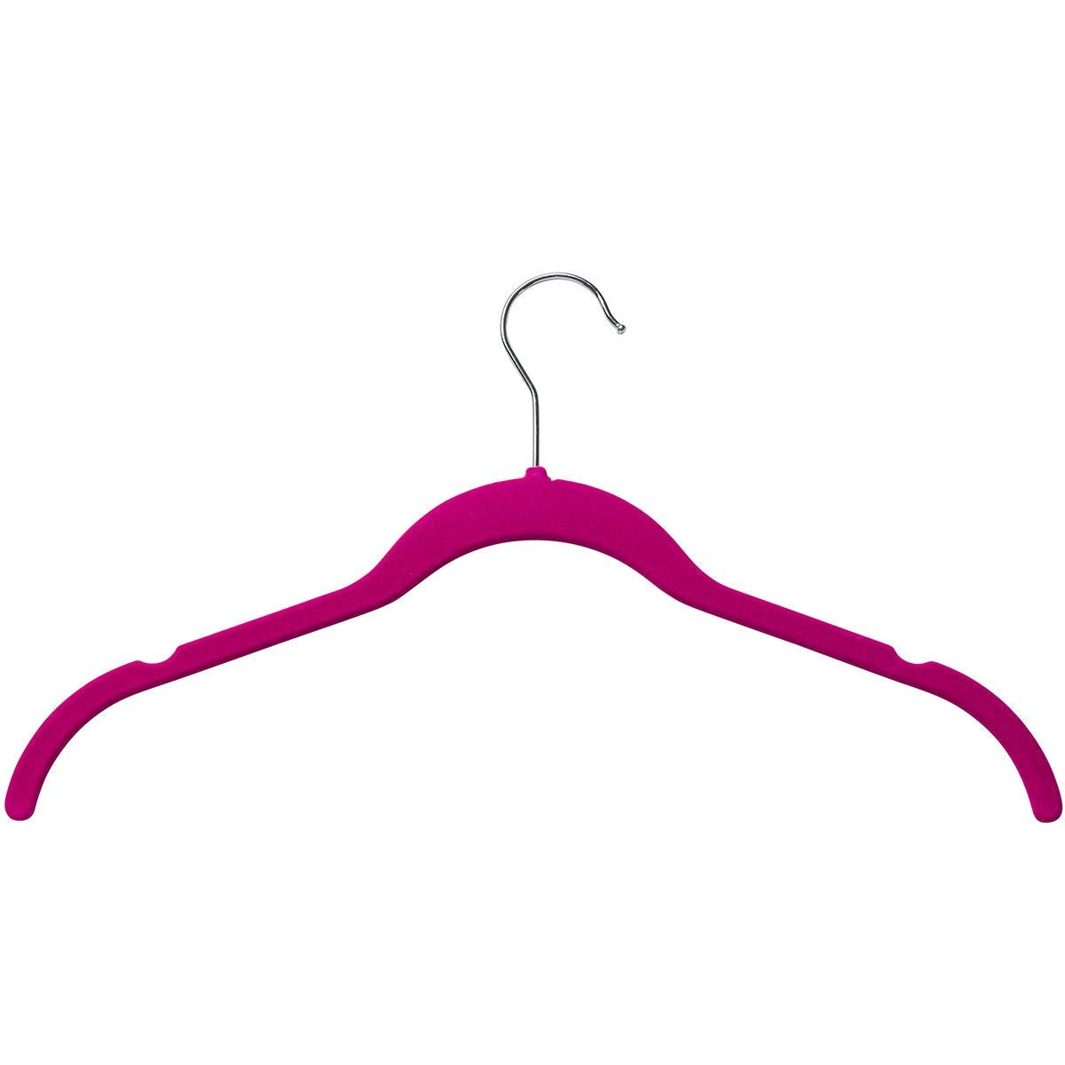Premium Velvet Shirt Hanger Hook swivel 360 - Ultra Thin, 50-Pack, Pink